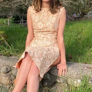 Carol Craig Vintage Peach Pink Floral Party Dress 50s or 60s